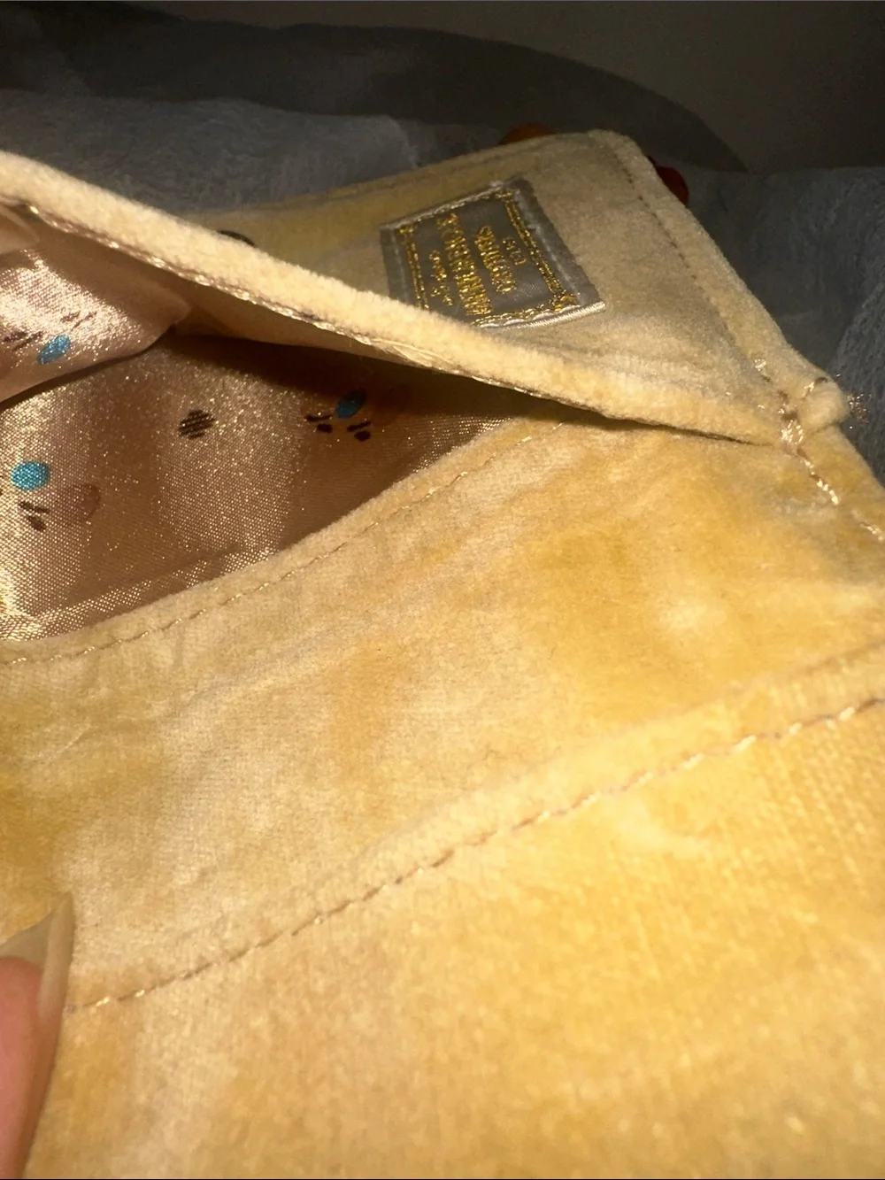Vintage American Eagle Quilted Mustard Velvet Trifold Wallet Y2K